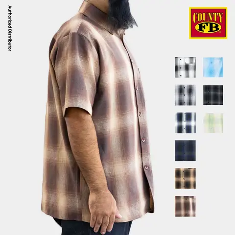 FB COUNTY Men's Checker Short Sleeve Shirts FBCOUNTY Casual Plaid Shirt Button Up with a Pocket Hip Hop Veterano Shirt Chicano Checker Pattern