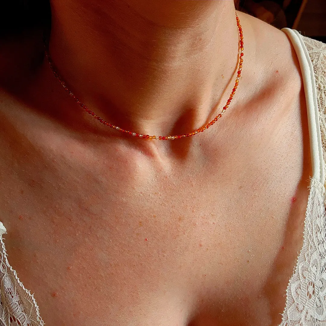Natural Carnelian Dainty Choker Necklace Delicate Carnelian Minimalist Choker Necklace, Natural Carnelian Stone Healing Crystal Choker Gift