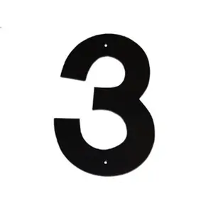 212 MAIN Handcrafted Aluminium Decor Sign - 4 In. Helvetica Modern Font Individual House Number 3, Home Improvement House Sign Accessory for Home Identification