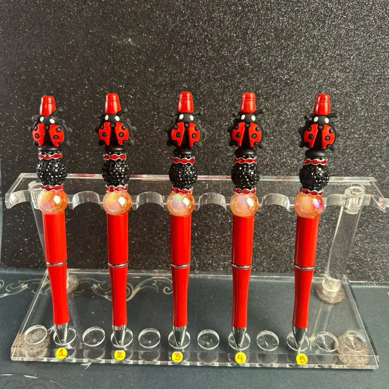 Handmade Custom Ladybug Silicone Focal Pen - 1 Piece, Personalization Option, Comfortable Grip, Playful Unique Design, Single-Piece Office Stationery for Everyday Use