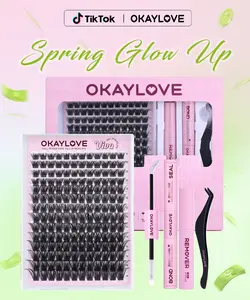 OKAYLOVE Viva Lash Clusters Kit Volume Lash Extension Kit Lightweight Lash Cluster with Waterproof Long-lasting Lash Bond and Seal,Tweezers and Remover for DIY Eyelash at Home Easily,  Makeup Girl Gifts TikTokShopBlackFriday