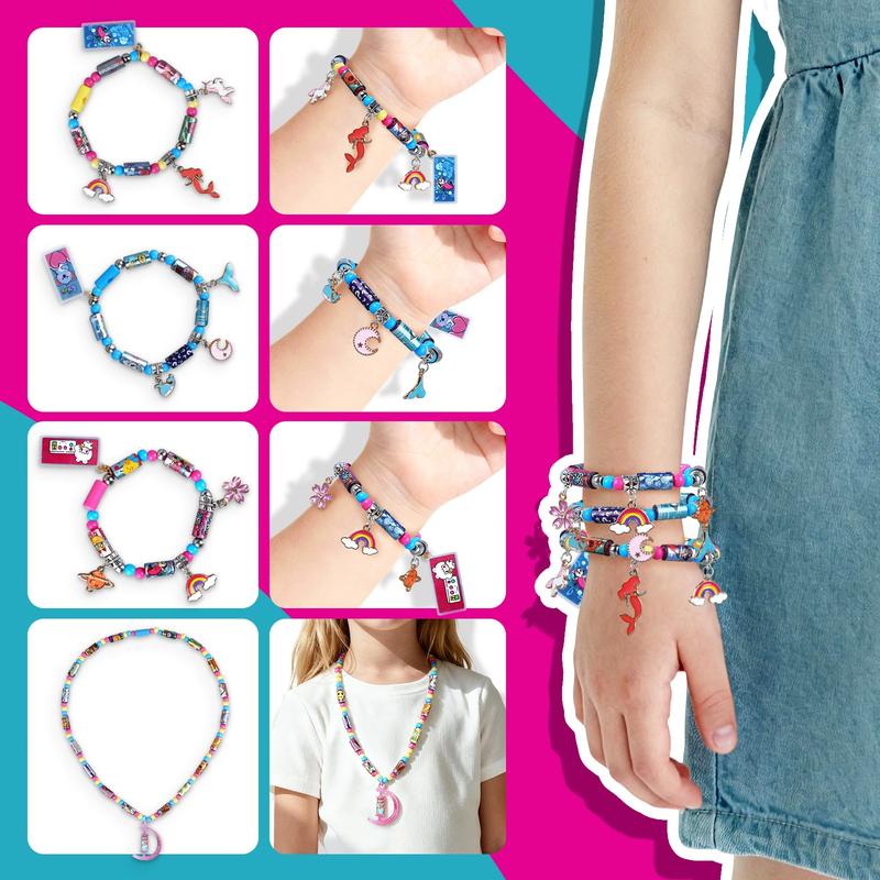 350 DIY Sticker Bracelet Kit with 12 Charms, Colorful Beads, Collectible Book, Jewelry Making Craft Set for Fun and Creativity, Creative Craft Kit