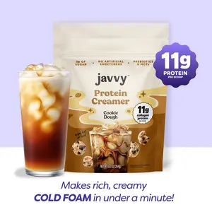 Javvy Cookie Dough Protein Coffee Creamer - Grass Fed Pasture Raised Collagen - Hair, Skin & Nail Support, Energy-Boosting MCTs, Keto Friendly, Lactose Free & Gluten Free, No Added Sugar, 11g of Protein