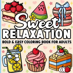Adult Coloring Book for Stress Relief: Bold Lines, Sweet Treats, Desserts, Candies, and Fun Scenes Activity Book