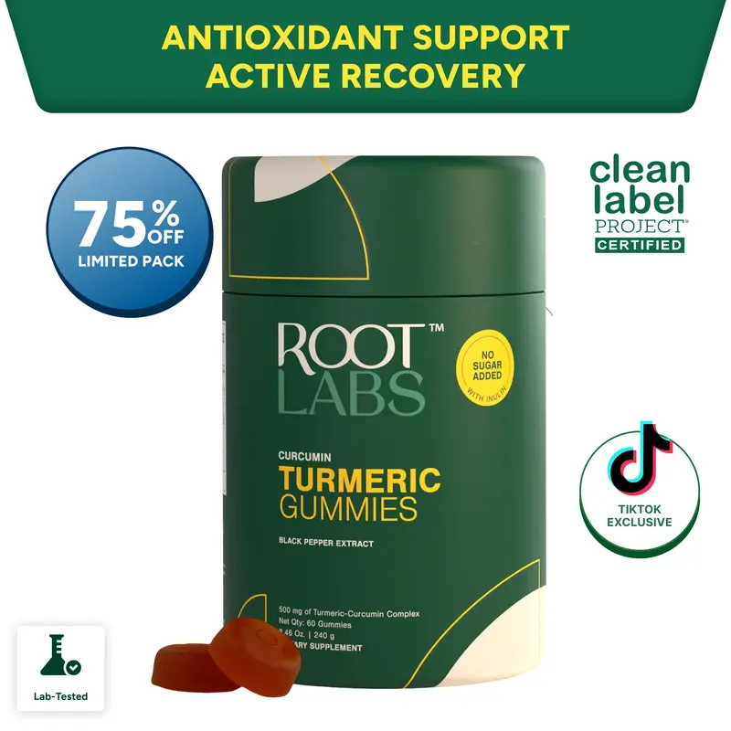Root Labs Curcumin Turmeric Gummies | New Year New Me Edition | Start 2026 Strong | With Black Pepper for Absorption | No Added Sugar | Vegan, Non-GMO, Gluten-Free | 60 Individually Wrapped Gummies