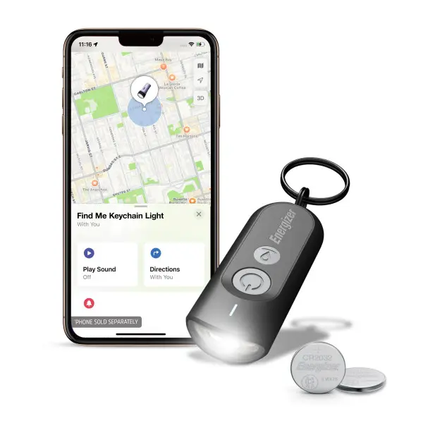 Energizer Find Me Keychain Light, LED Keychain with Apple Find My