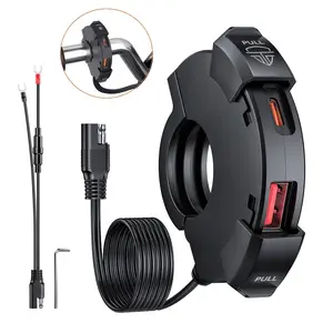 Qc3.0 Motorcycle USB Phone Charger, 30w USB A+c Fast Charging, Waterproof Handlebar Mount, Bicycle Digital Camera Charger, Motorcycle Accessories