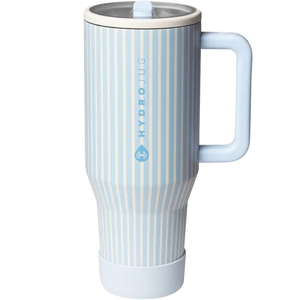 HydroJug Traveler 40oz Cape Cod Reusable Cup Water Bottle - Insulated Stainless Steel Travel Mug, Leak-Proof Tumbler with Handle, Flip Straw,