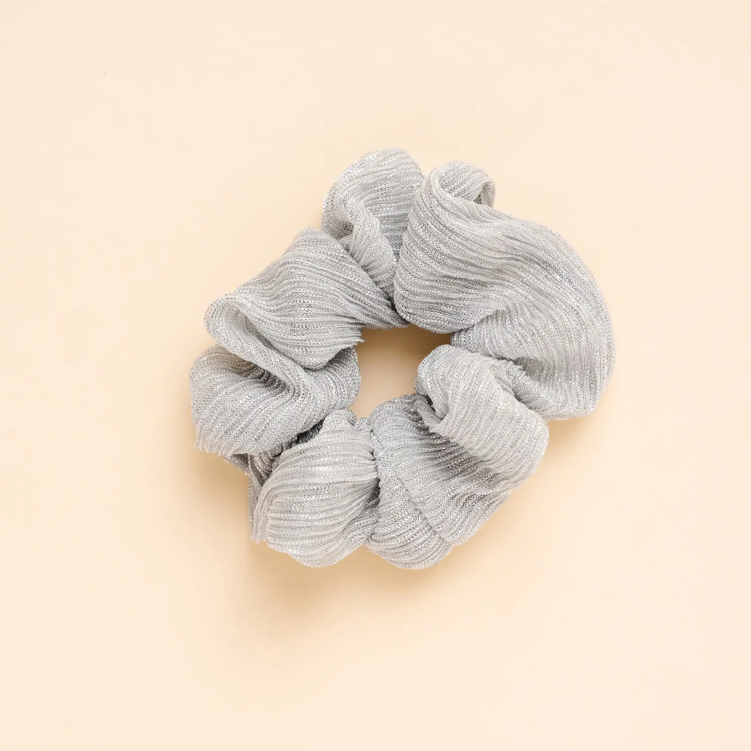 Silver Tinsel Knit Midi Scrunchie