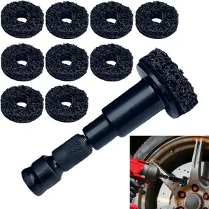 Wheel Hub Cleaning Tool Kit 10-Pad Quick Rust Removal for Lug Studs & Rotors Fits Power Drill 1/4 Impact Wrenches Car Truck Auto Maintenance