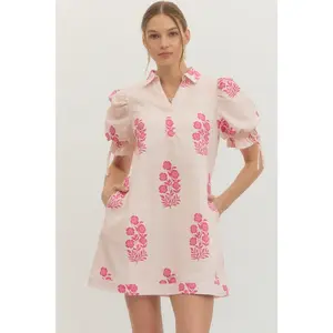 Pink/Cream Striped Dress