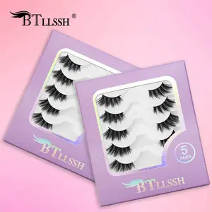 Btllssh Gift Box Set Complete Short Natural Half Eye Thick False Eyelashes 16mm, Non-Toxic Doll Style Mixed Length