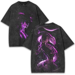 Premium 260GSM Oversized Tee: Empress Boa Hancock Tee | Vintage Washed One Piece Waifu Streetwear Purple Aura Shirt – Dual Print Anime.