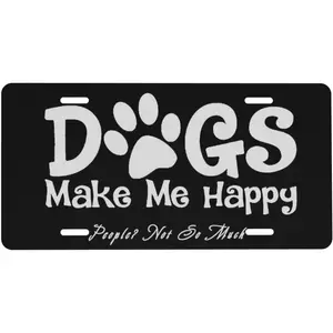 6x12 In Standard Size Aluminum Front License Plate, Funny Dog Lover Design, 4-Hole Easy-Install Vanity Tag for Cars, Trucks
