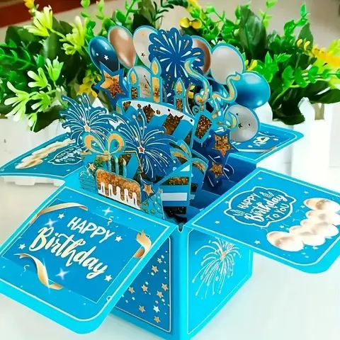 3D Pop-Up Birthday Card Box, 1 Count Unique 3D Pop-Up Birthday Card Box with Envelope & Note, Personalized Pop-Up Greeting Card for Family, Friend, Pop Up Cards, Custom Message Card