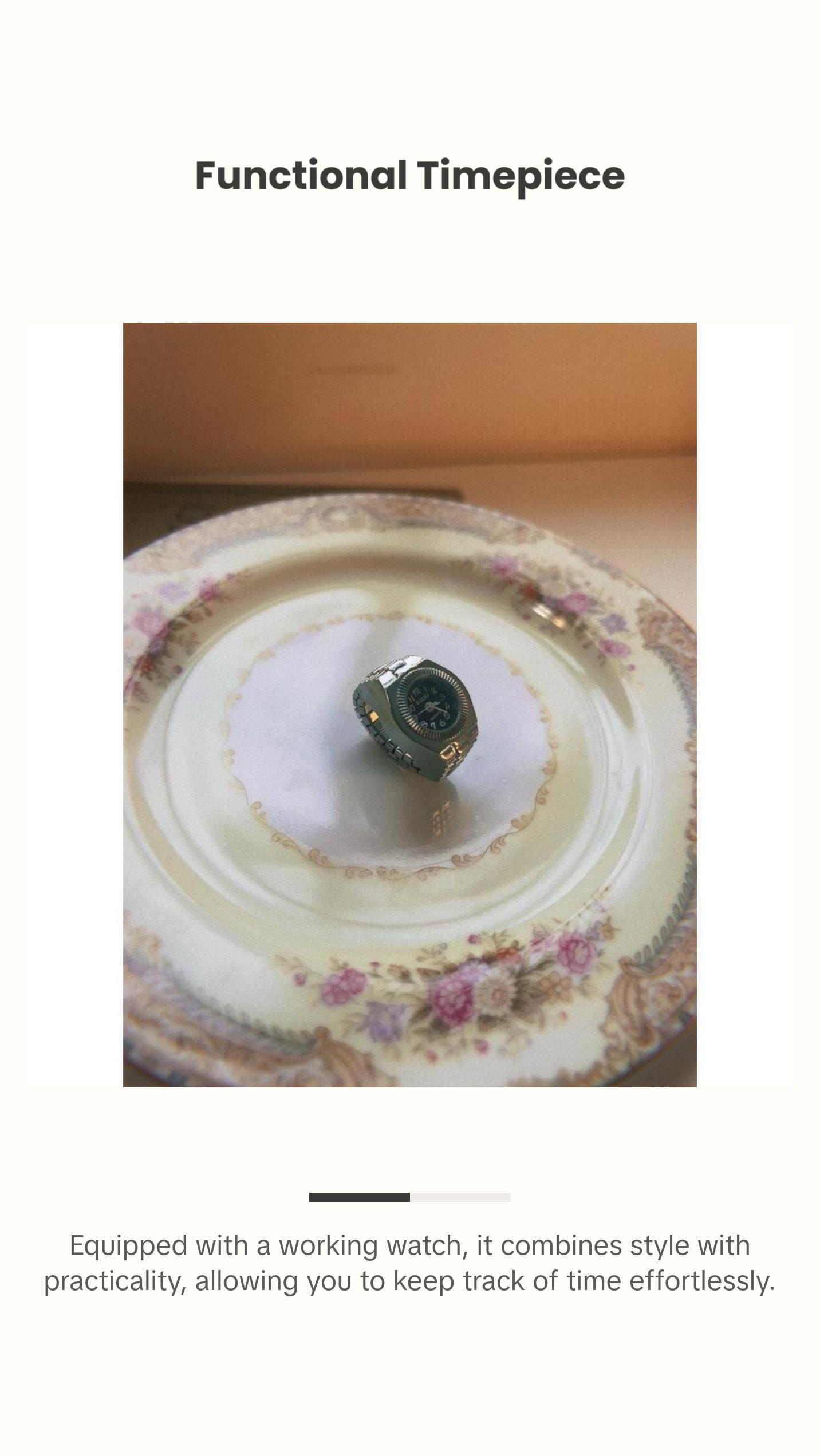 Silver and Black Watch Ring