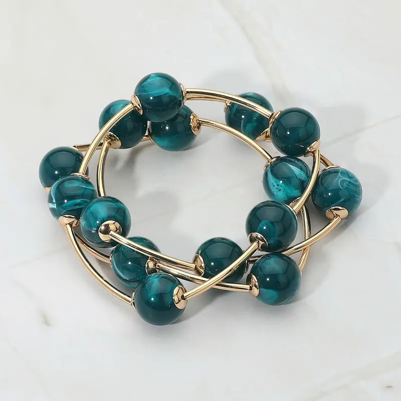 She’s Pop’n - 3 PCS Metal Ball Stretch Bracelets