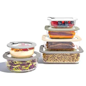 Bentgo Signature Glass Food Storage Set - 12 Pieces with Sealed Glass Lids, Reusable, Sustainable, Leakproof, Airtight Design, Meal Container