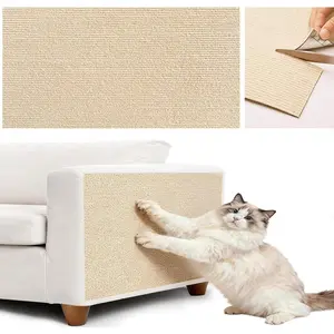 Self-Adhesive & Trimmable  Scratch Mat, DIY Furniture Protector for Sofa, Couch & Walls | Includes Adhesive Stickers & Reinforcement Nails (Beige, 39.3x15.7Inch)