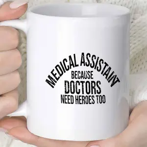 A fun medical assistant hero mug, perfect for coffee or juice, with a capacity of 11 ounces or 360 milliliters, perfect as a gift