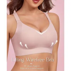 Wireless Bras for Women No Underwire Breathable V-Neck Bralettes for Women with Support Seamless T Shirt Bras Womenswear Comfort