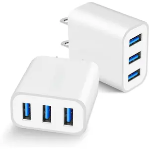USB Wall Charger,  2Pack 15W 3-Port USB Charger Block  Cube  Blocks for  14/13/12/11/X/XR/X/8/7/6, Galaxy, Android Phones and
