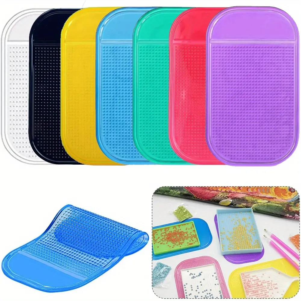 7pcs Anti-Slip Sticky Silicone Mat, Beading Plates Mat, Washable Silicone Mat, for Diamond Painting, DIY Art Tools Tray Holder, 5D Diamond Embroidery Tool Accessories, DIY Diamond Painting Supplies Art Supplies, Diamond Painting Kits, Diamond Art Mosaic