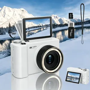 4K Digital Camera for Photography, Y2K Foldable Screen Portable Vlogging Camera with 32GB SD Card, Wrist Strap, Self Timer, 16X Digital Zoom, Ideal Gift for Girls, Boys Teenagers, and Beginners, Birthday Christmas Gift