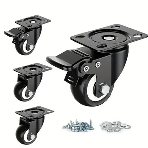 Casters with Brake Industrial Swivel Caster Wheels for Furniture and Workbenches, Supports Up to 2200 lbs, Includes Screw Kit, Furniture Moving Wheel