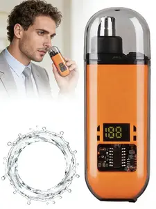 Nose Hair Trimmer for Men Women, Rechargeable Trimmet, Painless Eyebrow Facial Hair Shaver, LED Display Nose Clipper, Waterproof Dual Edge Blades Clipper for Easy Cleaning,summerwins