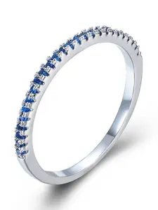 A white gold round ring made of blue zirconia is fashionable, elegant and retro, suitable for women to wear during travel, wedding parties, Artificial Zircon Rings