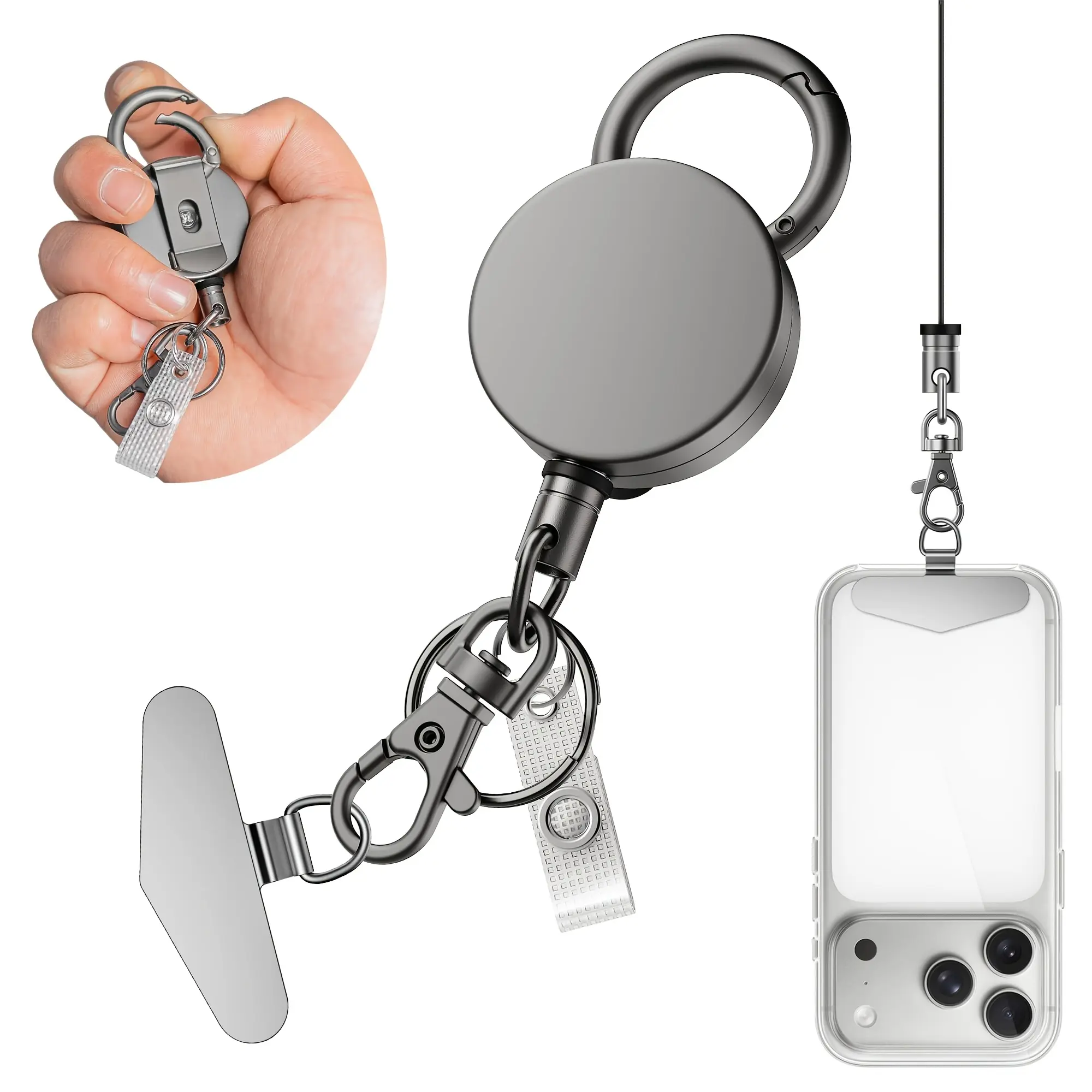 Irregular Alloy Metal Phone Lanyard, Unisex Keychain with Adjustable Length and Pull-Out Tool, Basic Anti-Theft Hiking Gear