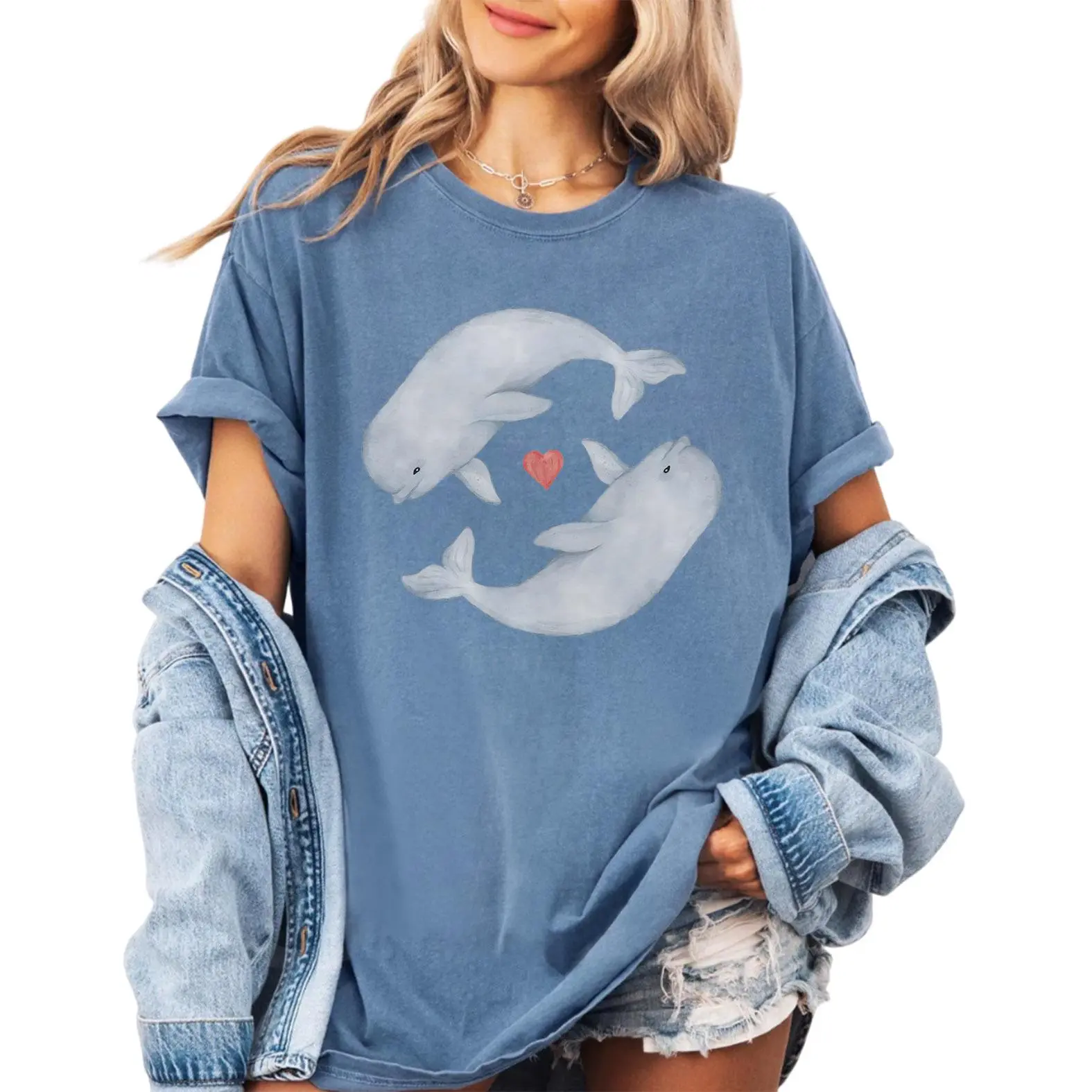 Comfort Colors Beluga Whale Shirt, Cute Marine Biology Graphic Tee, Ocean Animal Lover T-Shirt, Sweet Sea Life Gift for Ocean Lovers