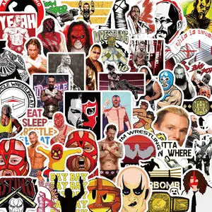 50 Wrestling Vinyl Stickers Cartoon American Hardcore, Waterproof Cup and Scrapbook Decoration, Kids Wall Art Stickers, Waterproof Durable Sticker
