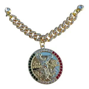 Centenario Hat Pin with Gold Chain and Crystal Accents for Stylish Accessory