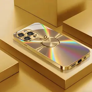 Electroplated Gold Glass Protective Case, Cool and Fashionable, Gold Apple Pattern, Suitable for iPhone 17 16 15 14 13 12 11 Pro Max, It's the Best Gift for Yourself, Family, and Friends