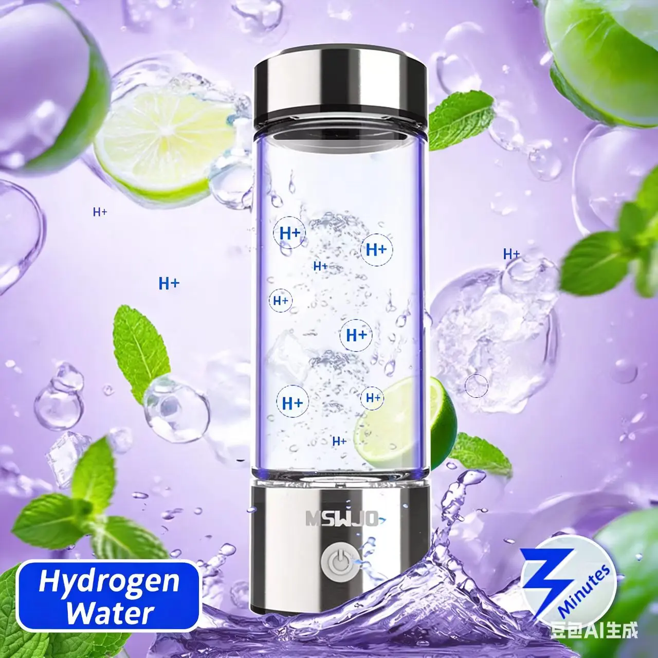 MSWJO Hydrogen Water Bottle and Cup Set 2025 Upgrade Hydrogen Water Bottle 420ml SPE PEM Technology Portable Ionizer for Office Travel Fitness Health-Enhancing Hydrogen-Rich Alkaline Water USB Charging Tumbler Mug