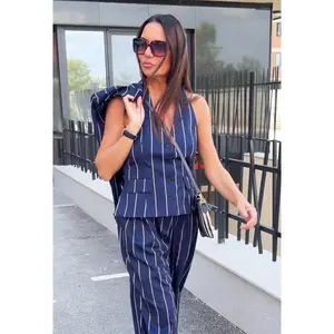 Women's Striped Waistcoat YAMAS - Casual Cotton Fabric, Button Front, Versatile Style for Comfort and Elegance