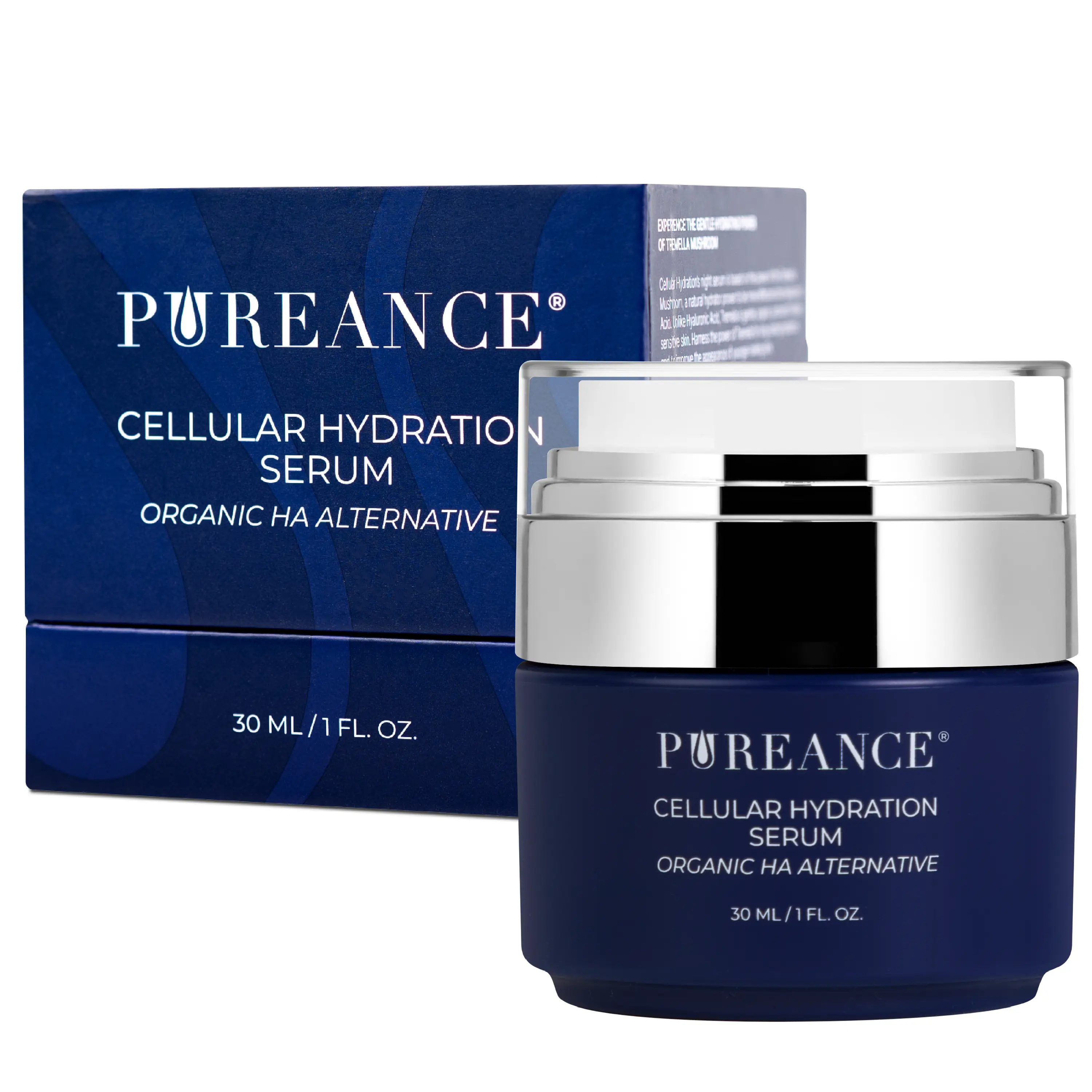 PUREANCE Cellular Hydration Serum, Organic Moisturizing Anti-Aging Face Serum for Dry Dull Skin with Rosehip Extract & Tremella Mushroom, Alcohol-Free Natural Moisturizer for Adults, All Seasons, 30ml (1 fl oz)