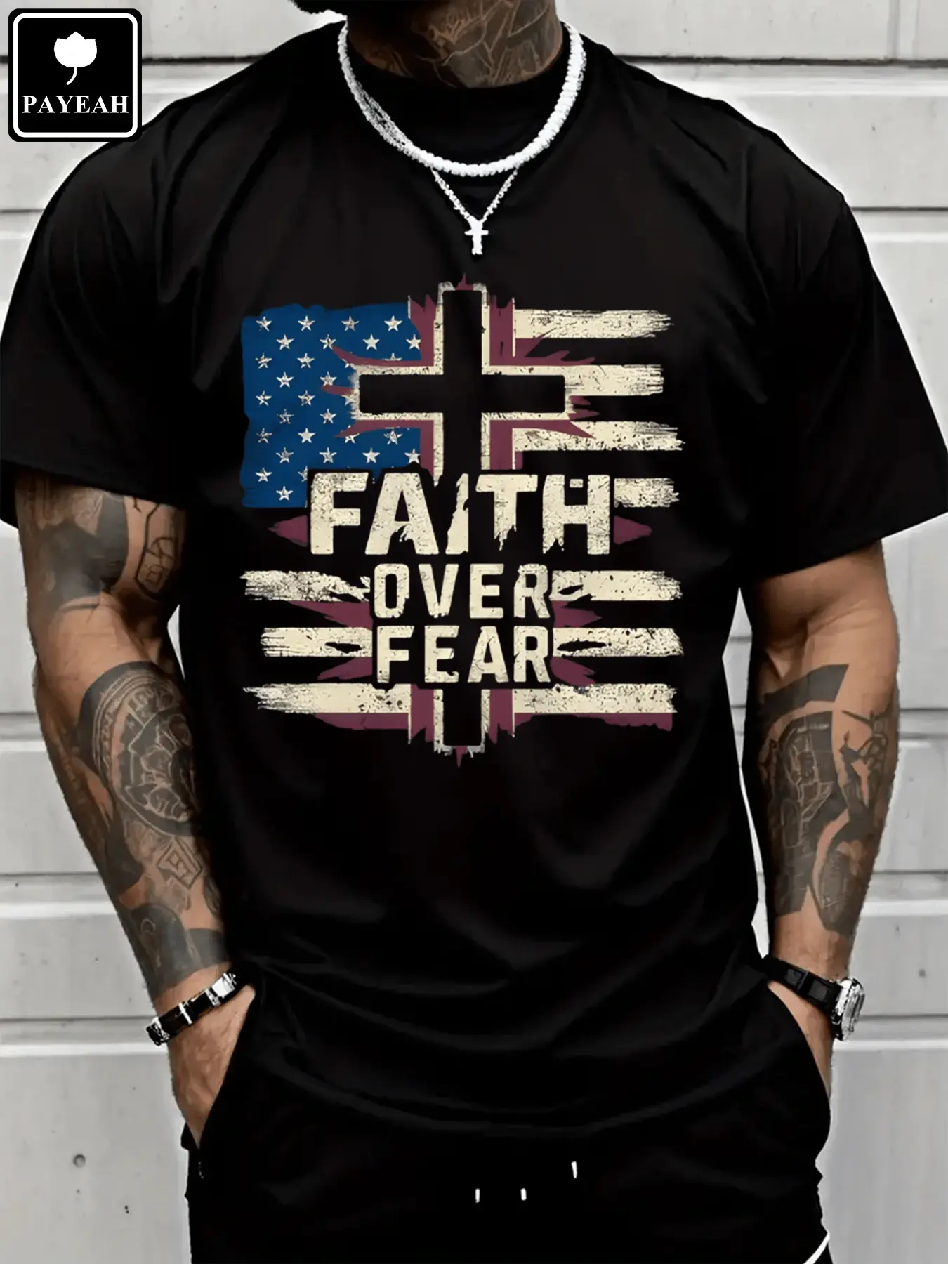 Men's Printed Crew Neck T-shirt in 100% Heavy Cotton, Casual Short-Sleeve Top, Soft and Breathable Fabric, Tshirt