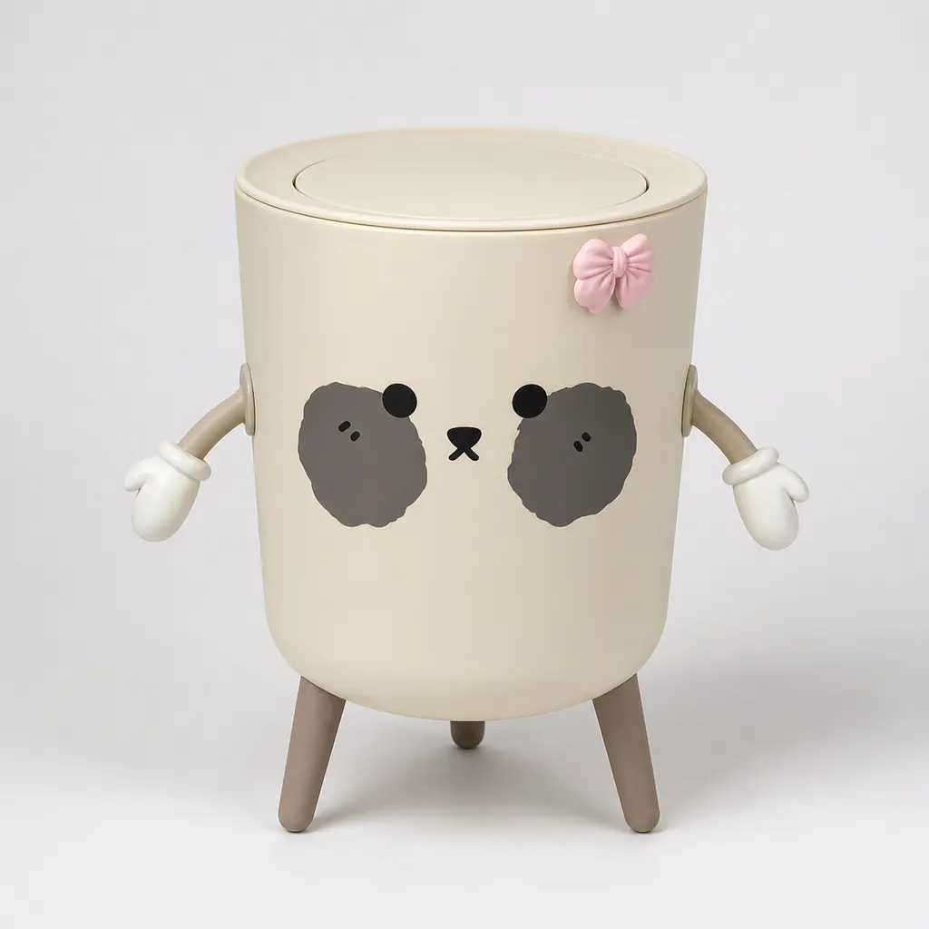 PP Plastic Vanity Trash Can - 10-12L, Smooth Surface, Butterfly Accessories, Modern Minimalist Design, Boxed Everyday Household Waste Bin for Girls' Bedrooms