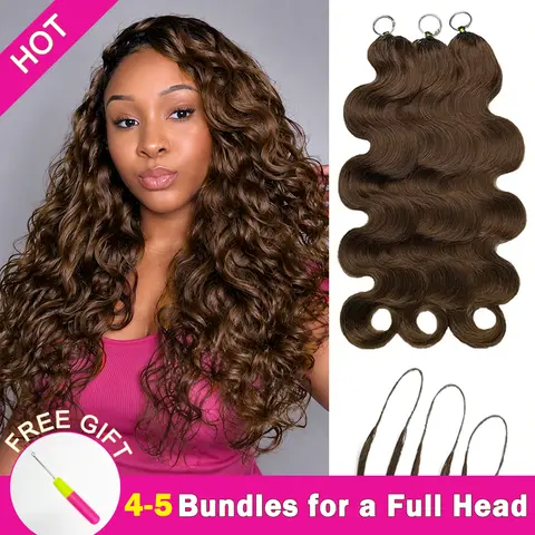 Asakiss Miracle Knots Human Hair Crochet Extensions, #4 Body Wave Feather, Knotless Pre-Separated, 50g, 40 Strands, Tangle-Free, Lightweight Protective Style, 4-5 Packs for Full Head, Time-Saving for Summer Use