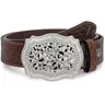 XZQTIVE Unisex Heavy-Duty Genuine Cowhide Western Leather Belt - Floral Engraved Tooled Strap, Embossed Scrollwork Buckle, Sturdy Secure Fit for Country Concert Enthusiasts