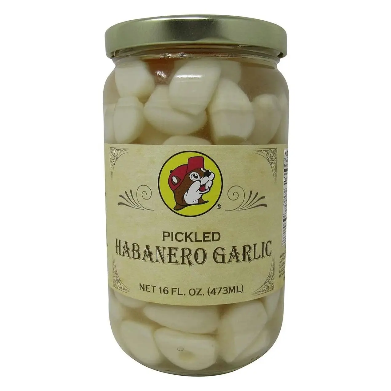 Buc-ee's Pickled Habanero Garlic in a Resealable Jar, Gluten Free, No High Fructose Corn Syrup, 16 Fl Ounces