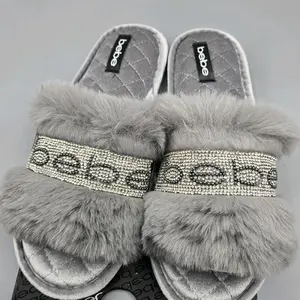 Bebe Women's Slippers Faux Fur and outdoor sole Memory Foam insoles Indoor and outdoor Size M (8)