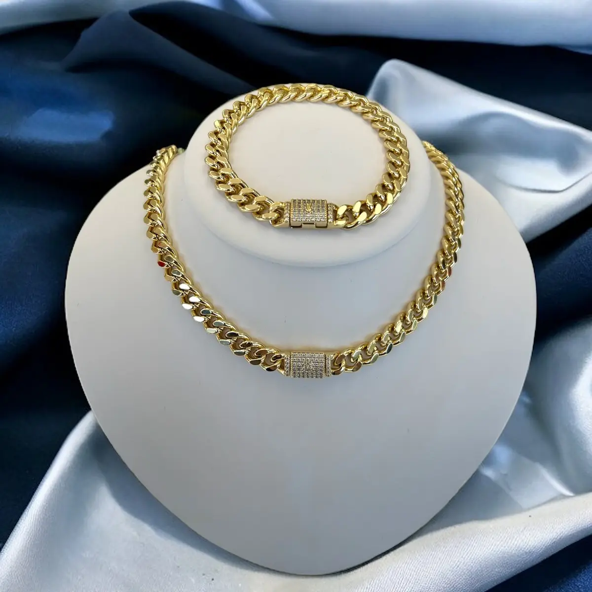 S6 Mini Set Monaco Chain and Bracelet- Gold Plated 14k