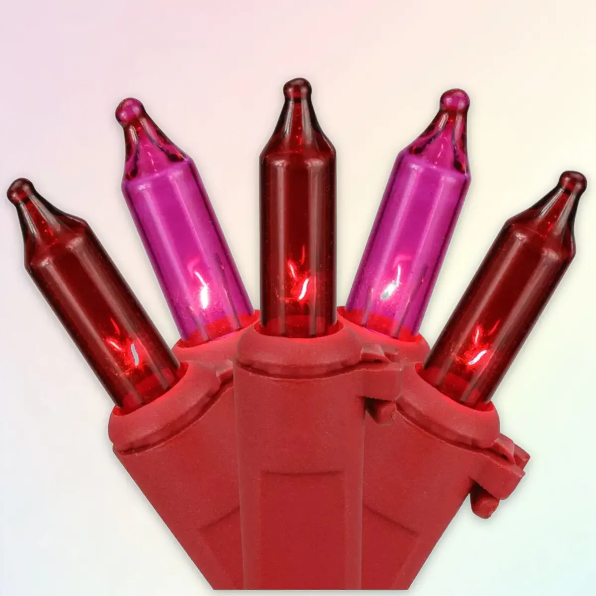 Northlight Mini Christmas Light Set - Red and Pink - 10' Red Wire - 50ct