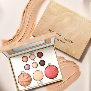 Multi-Color Makeup Palette, Eyeshadow ContourBlush Highlighter Balm, Long-Lasting NoSmudge, All-In-One Cosmetic Set, BeautyCosmetics Baked Tan Makeup Starter Kit