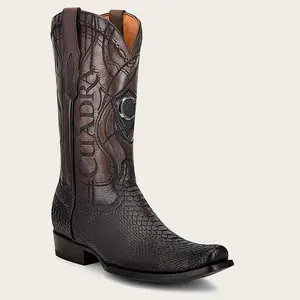 CUADRA MEN'S,ENGRAVED BLACK PYTHON LEATHER BOOTS