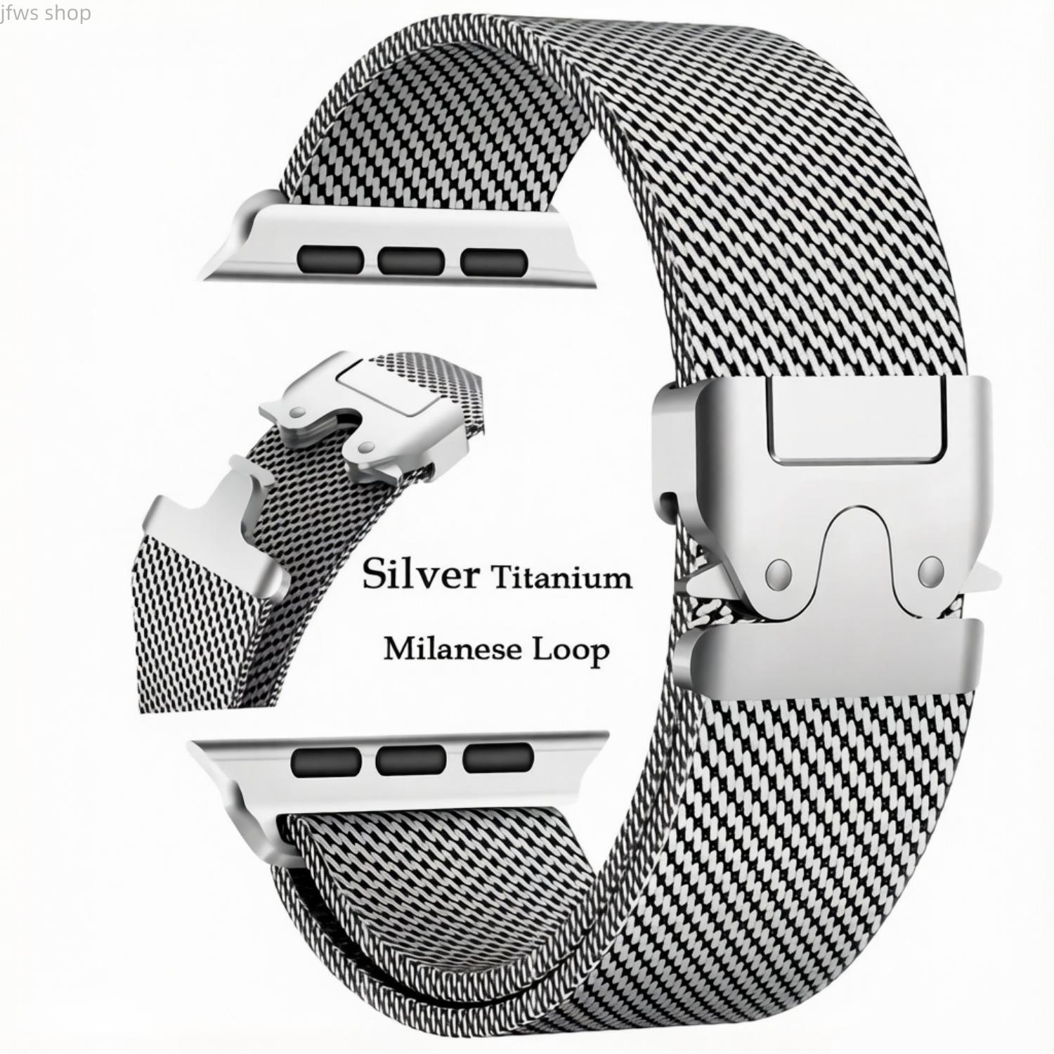 Men's Metal Wearable Accessory - iWatch Titanium Stainless Steel Mesh Band, Adjustable Strap with Secure Parachute Buckle for Ultra 2, Series 5-10, 42/44/45/46/49Mm Smartwatches, Elevate Your Style for Fitness, Casual Outings